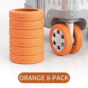 8 Pack Silicone Luggage Wheel Covers Anti-Wear Noise Reduction Universal Suitcase Protectors Black Gray Orange Silent Operation Wear-Resistant outdoorfun Travel Accessories
