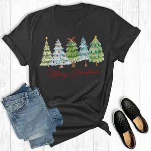 Retro Merry Christmas Trees Graphic Tee