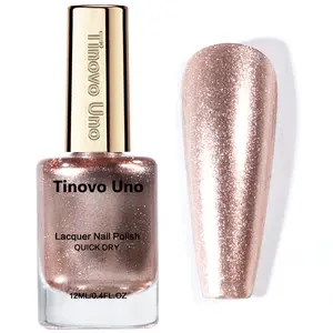 Tinovo Uno New Glitter Series Champagne Nail Polish 12ml - No baking required, alcohol-free safe formula for both home and salon manicures, a must-have for DIY nail art enthusiasts, authentic anti-counterfeit bottle cap, Nail Polish Pastel Colors