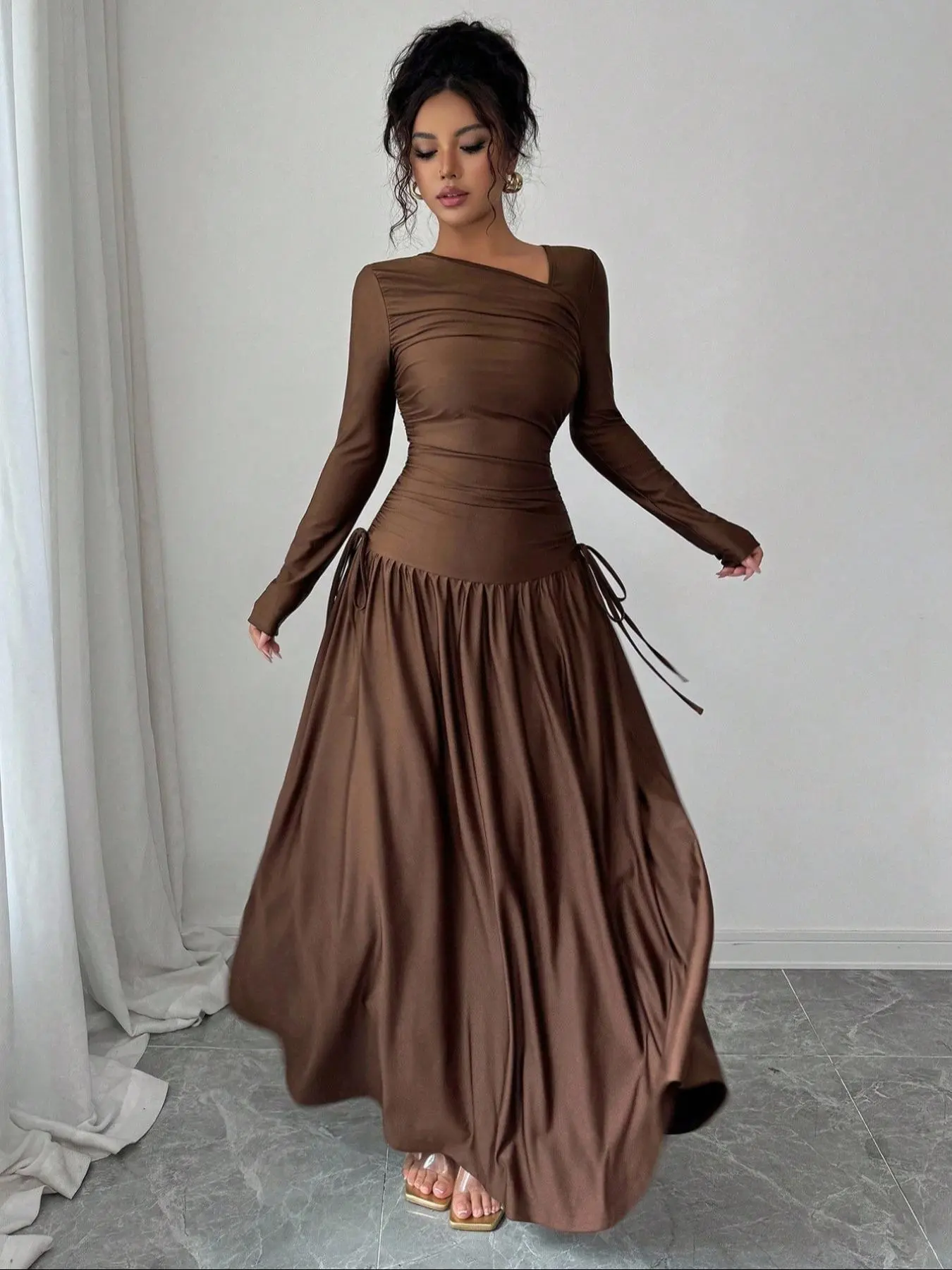 asymmetrical flowy dress Embellished Tulle Asymmetrical Dress Powder-Blue / FR 50