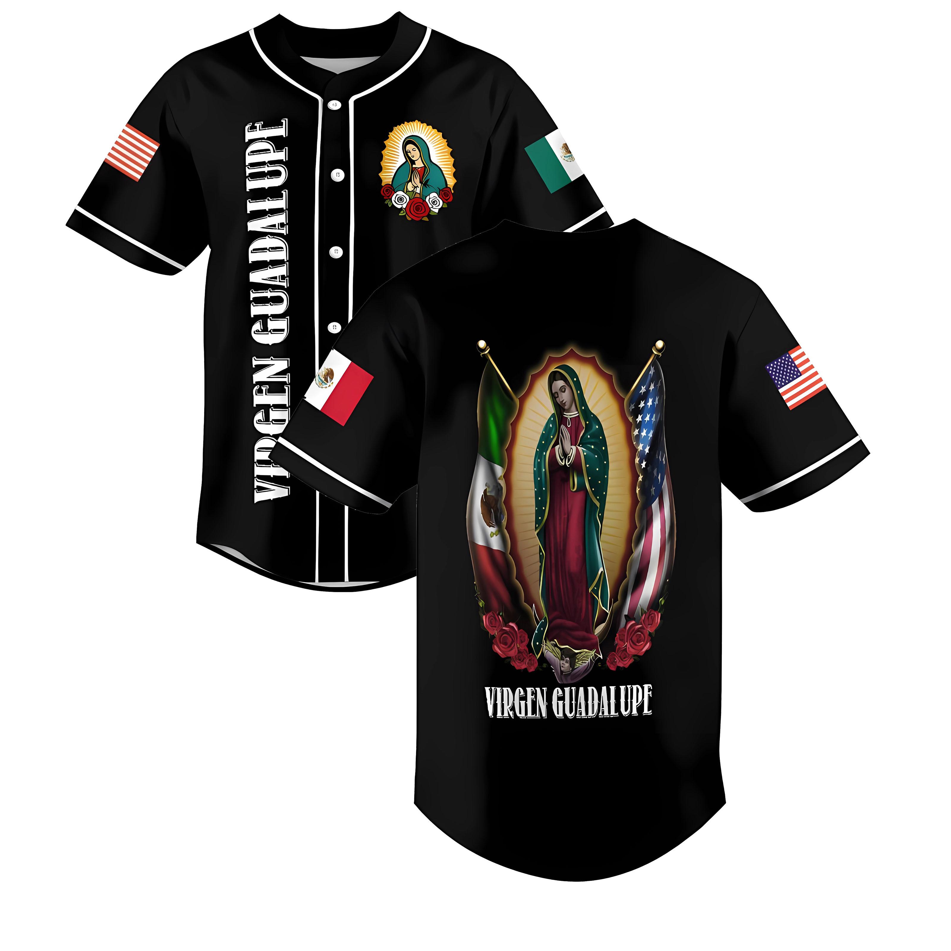 Guadalupe unisex baseball jersey - Religious Santa Maria jersey, comfortable and stretchy, sports with you, full-color series, men's summer top