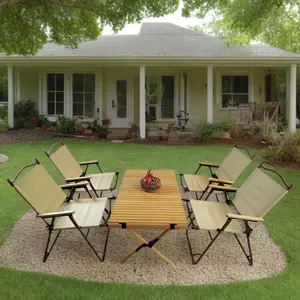 Universal Foldable 4 Chairs for Indoor & Outdoor Use - Stylish Multi-Function Natural Seating