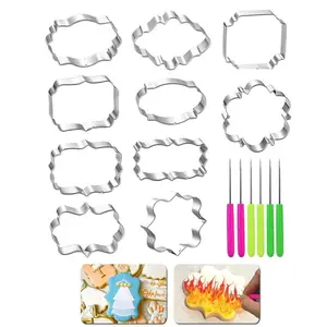 10 piece stainless steel cookie mold set, including 6 cookie cutters, essential for kitchen baking, used for daily family holiday parties