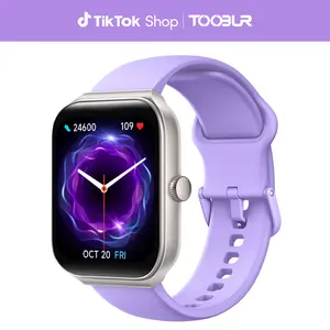TOOBUR 1.95" Smart Watch with BT Answer/Make Calls Smart Voice Assistant Sleep Tracking IP68 Waterproof Step Calorie ActivityTracker 100 Sports Fitness Tracker Smartwatch for Men Women Compatible iOS Android Phones Wearable,Lilac