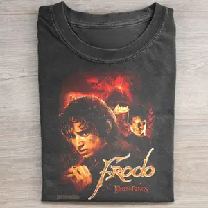 Vintage Frodo Baggins Graphic Tee - The Lord of The Rings Movie Shirt - Middle Earth - J.R.R. Tolkien - The Hobbits - The Fellowship of the Ring Printed Tops