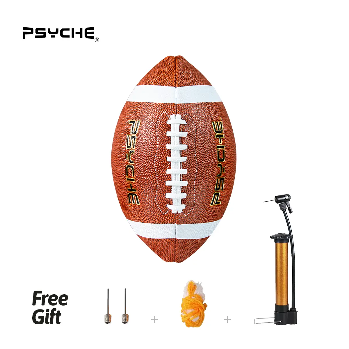 PSYCHE Size 9 Durable American Football, 4-Piece Glow Accessory Set (Pump, Needles, Net) for Outdoor Sport Training, Creative Birthday Gift