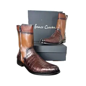 Franco Cuadra Mens Brown Crocodile Cowhide Ankle Boot 802NPTS