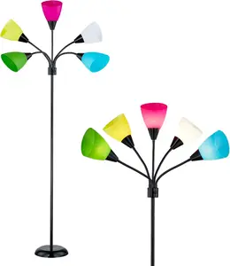 Medusa Modern Decor Floor Lamp, Multi Head Adjustable Gooseneck Bright Light Lamps for Reading, Colorful Tall Standing Tree Floor Lamps for Living Room Bedroom Office Kids Classroom, Black