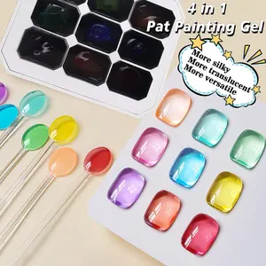 Osnailmall 9 Grid Pallet Colored Glaze Gel, 3D Gradient Effect, Soak off UV/LED Nail Art Gel, Multi-Functional Pat Painting Gel