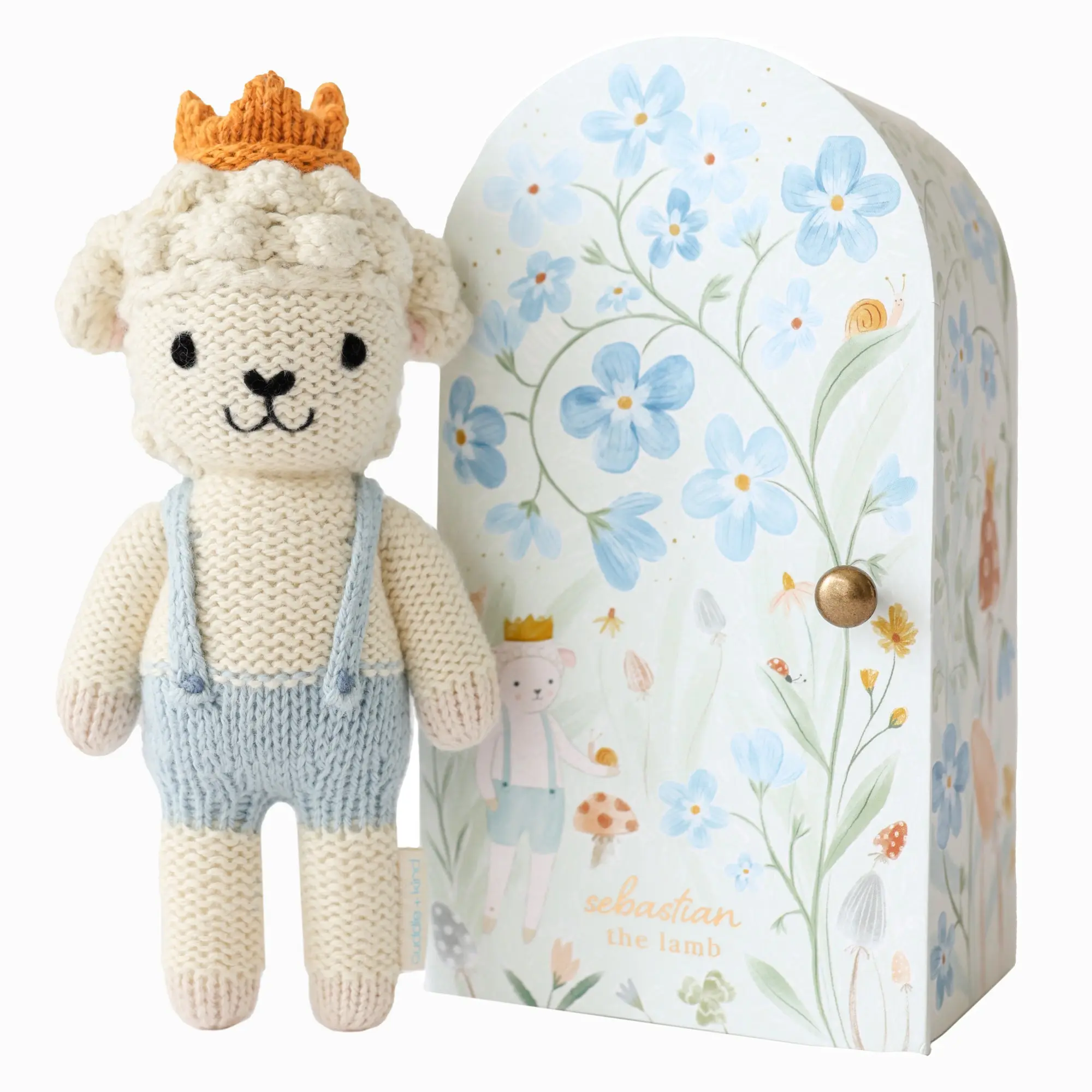 cuddle+kind Tiny Sebastian the lamb 6" hand-knit doll - 1 doll = 10 meals, fair trade, heirloom quality, handcrafted in Peru, 100% cotton yarn