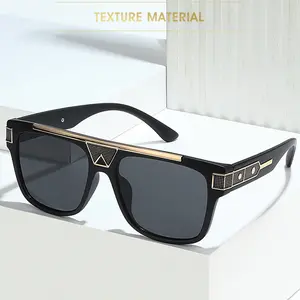 Retro Oversized Sunglasses  Flat Top Shield Sun Glasses for Men Women Fashion Vintage Square Designer Shades Sunglasses sunglasses  style  o Vintage Gold Sunglasses sunglass woman