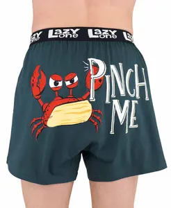LazyOne | Pinch Me! Men's Crab Funny Blue Boxer - Funny Animal Boxers, Novelty Boxer Shorts, Gag Gifts for Men, Humorous Underwear for Men Cotton Fabric