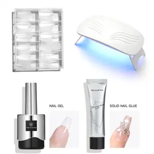 Tricolor Fish Soft Gel Nail Tips Glue Gel Solid Nail Glue Gel 30g Lamp Curing Needed Solid Soak Off Glue Super Strong Nail Glue Gel for Acrylic Nails Extension Fake Nails Press On Nails