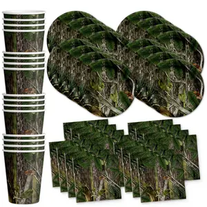 Hunter Camo Birthday Party Tableware Kit For 16 Guests