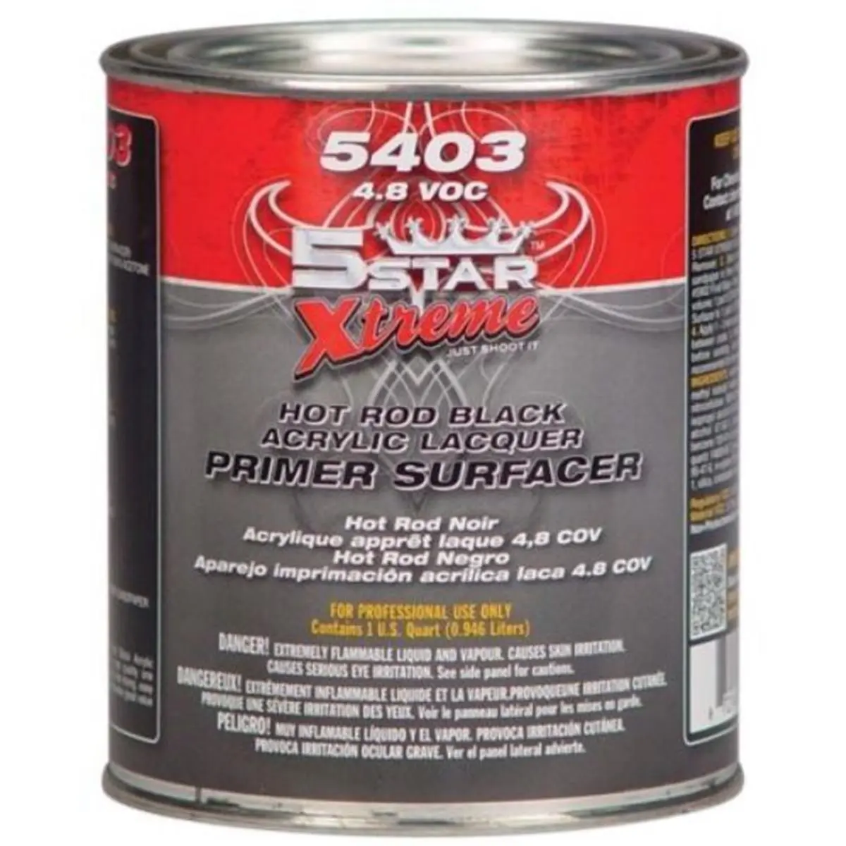 5 Star Extreme 5ST-5403-4 1 qt. Hot Rod Black Acrylic Lacquer Primer Black - Pack of 12