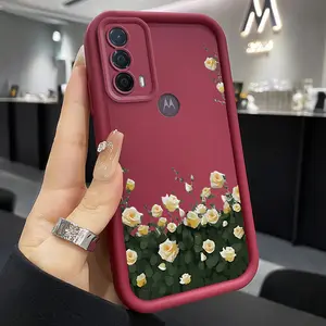 1 Piece Durable E40 Comfortable feel White flowers Case For Moto E40 Featuring Elegant In Entertainment