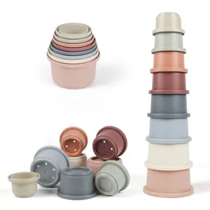 Creative Hourglass Stackable Cups Set, 8-Piece Colorful Boxed Sensory Exploration Toy, Multi Activity Playset, Safe No Odor Design, Bath/sand Play/early Education