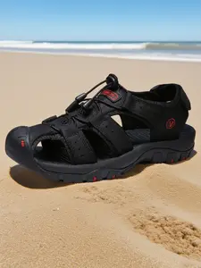 Men's Outdoor Summer Sandals, Hiking Water Shoes, Comfortable Genuine Leather Trekking Shoes, Casual Running Sneakers