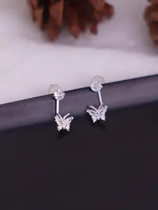 Butterfly Design Zircon Decorated Earrings, Elegant Jewelry for Party, Daily Clothing Decor, Trendy All-match & Exquisite Jewelry for Birthday Gift