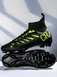 New men's game training boots Non-slip AG cleats Football boots Adult breathable high-top soccer shoes Couple outdoor professional football shoes Lawn light classic black sports soccer cleats Football Field Boots