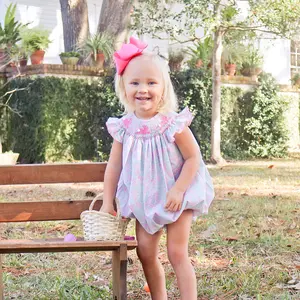 Blooming Garden Smocked Pink Angel Sleeve Bubble