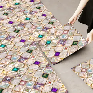 10 pieces of self-adhesive PVC floor stickers, Decorative Floor Sticker, Tile Stickers, thickened wear-resistant waterproof leather floor stickers, suitable for bedroom, kitchen, living room, balcony, bathroom and other floor decoration a, Home Decor