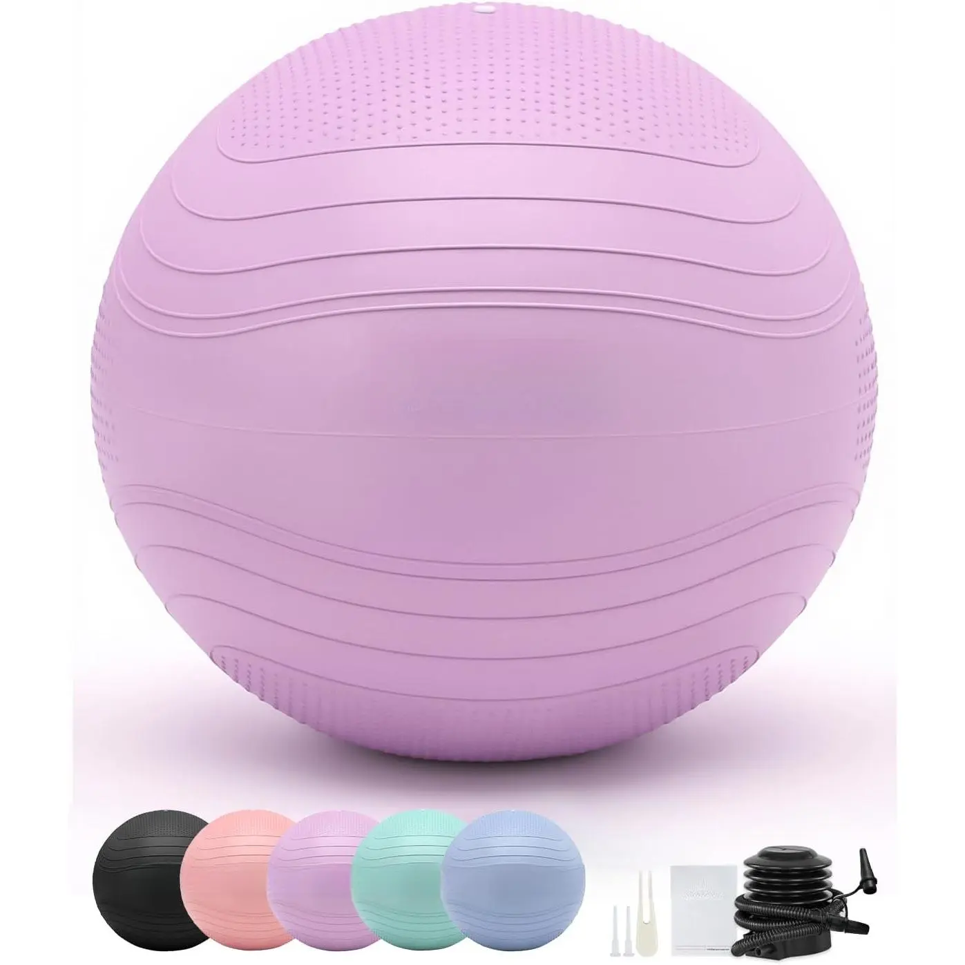 Yoga Ball, Extra Thick Exercise Ball for Workout Pregnancy Stability - 4 Sizes Anti Burst Balance Ball for Yoga, Pilates, Fitness, Birthing, Physical Therapy - Includes Pump
