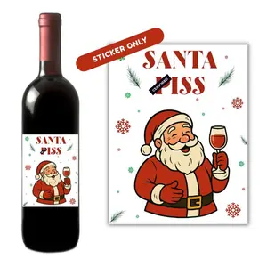 Christmas Wine Bottle Sticker Label - Funny White Elephant or Secret Santa Gag Gift - Party Favor