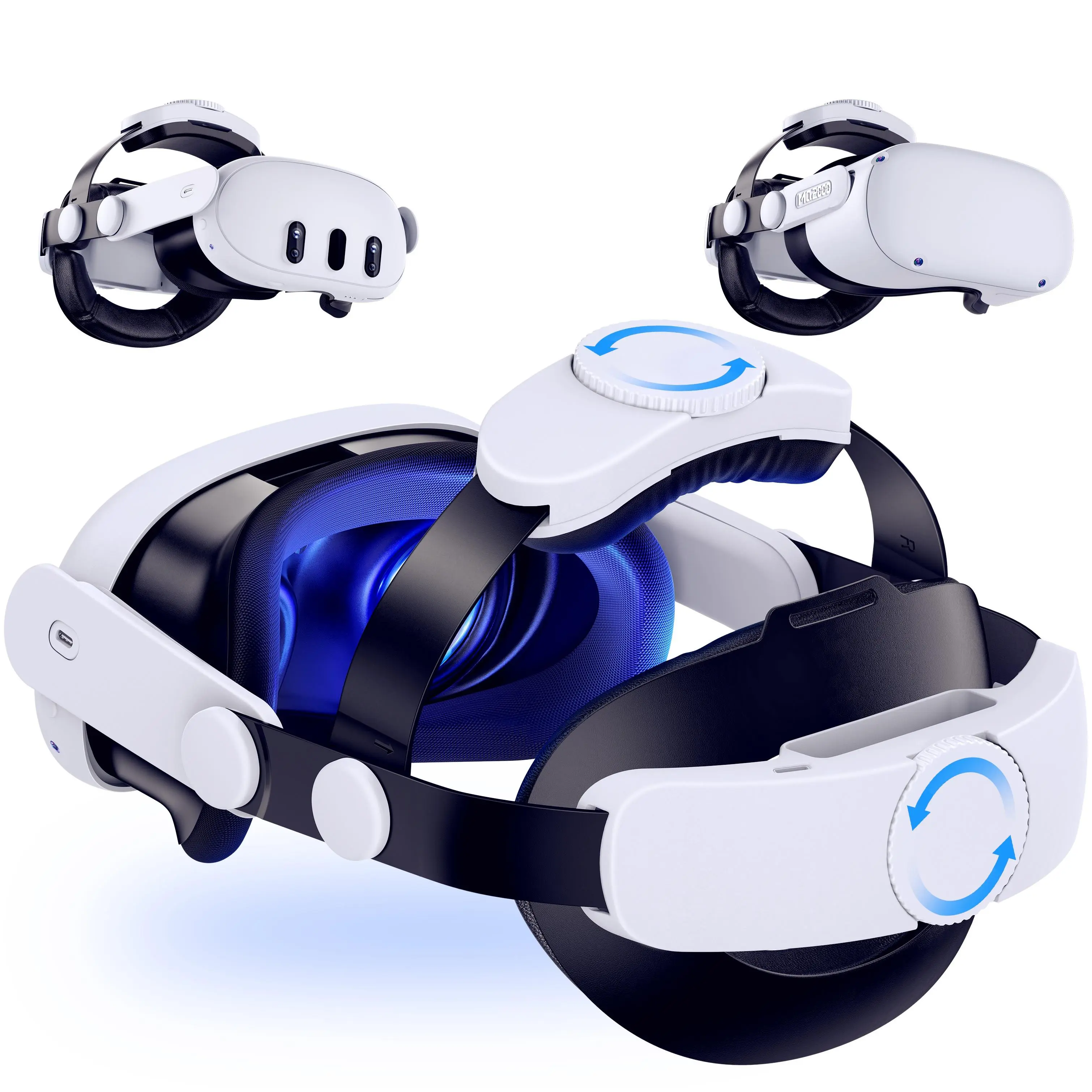 Head Strap Compatible with Meta Quest 2/Quest 3,Elite Strap Replacement for Enhanced Support, VR Headset Accessories Head Strap with Double Knob Adjustable Comfort, Reduce Pressure, White/Black