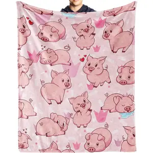 Pig Blanket Gifts, 40"x50" Flannel Fleece Throw Blanket Soft for Girls Boys Adults, Lightweight, Comfortable, Warm Cute Pig Themed Blanket for Bed Couch