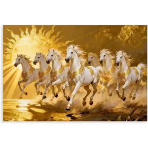 Seven Running Horses Painting Vastu Wall Art Poster 7 Lucky Horse Pictures 28 Canvas Poster Wall Art Decor Print Picture Paintings for Living Room Bedroom Decoration
