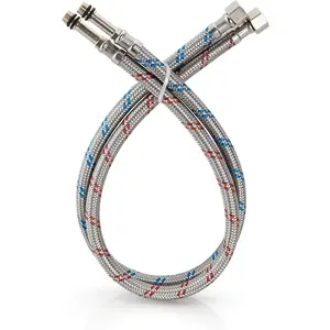 32-Inch Long Faucet Connector, Braided Stainless Steel  Hose 3/8-Inch Female Compression Thread x M10 Male Connector, x 2 count (1 Pair)
