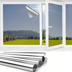 Electrostatic Static Cling One-Way Mirror Window Film - Black Opaque Privacy Version, Suitable for Home, Office, RV Vehicle Windows - Light-Blocking & Heat Insulation PET/PVC Mirror Film