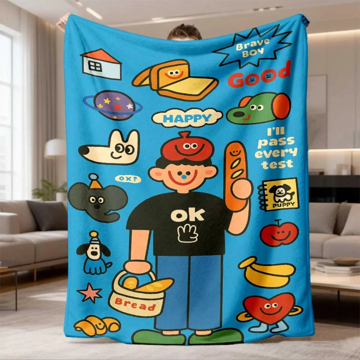 2026 New Arrival Flannel Blanket Cartoon Digital Printed Plush Blanket, Comfortable Sofa Throw, Air Conditioner Cover, Office Nap Blanket, Perfect Gift for Good