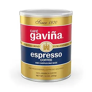 Café Gaviña Espresso Roast Extra Fine Ground Coffee, 100% Arabica Dark Roast, Chocolate Notes (10 oz Can), Zero-Waste Facility, South & Central American Blend