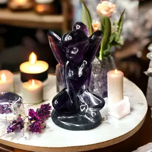 Tinker Fairy Fluorite Figurine - Whimsical Charm for Shelves, Desks, or Altars