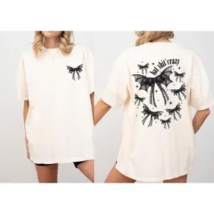 Bat Shit Crazy Comfort Colors T-Shirt, Halloween Bat Coquette Shirt, Gothic Halloween, Spooky Season, Witchy Halloween Shirt, Vintage Shirts