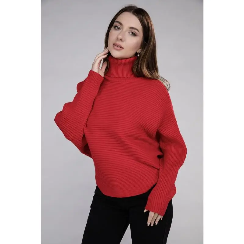 ZENANA Viscose Dolman Sleeve Turtleneck Sweater