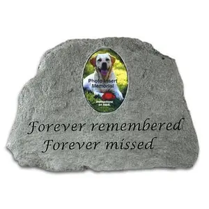 212 MAIN Forever Remembered Cast Stone Heart Plaque with Photo Insert - Vintage Wall Decor Signs, Indoor/Outdoor Home Office Festive Home Supplies