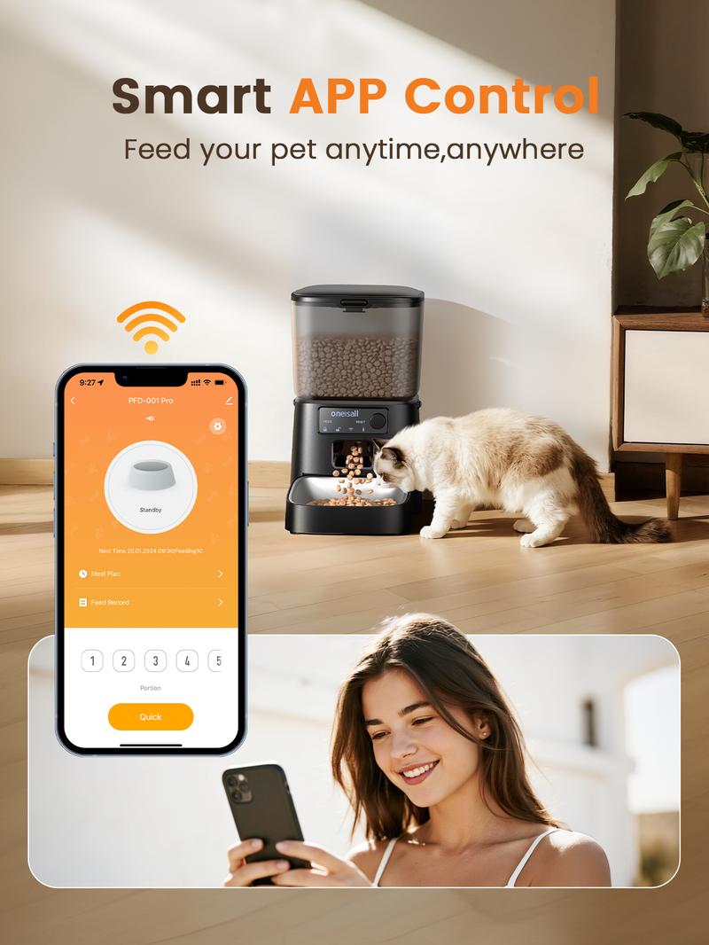 oneisall  Smart  Pet  Feeder, 3.5L Automatic Food Dispenser for Cats, dogs，Small Pets Indoor, Timed and quantitative dry food cat feeder