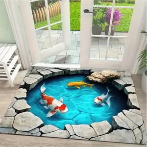 Non-Slip Door Mat Bathroom Rug, 20x32 Inch Low Profile Rubber Bottom, Decorative Floor Mat for Living Room Bedroom Kitchen, Indoor Outdoor Use, Bathroom Drying Doormat