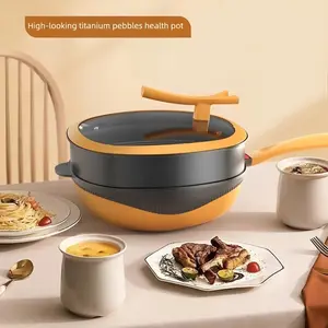 Titanium Non-Stick Cast Iron Skillet 32cm, Suitable for Induction & Gas Stoves, Steam Pot Lid Included, Essential Kitchen Tool