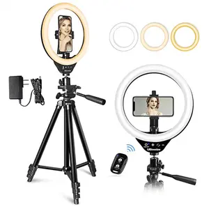 Ubeesize 10" LED Ring Light with Stand and Phone Holder, Selfie Halo Light for Photography/Makeup/Vlogging/Live Streaming, Compatible with Phones and Cameras (2020 Version) UBeesize