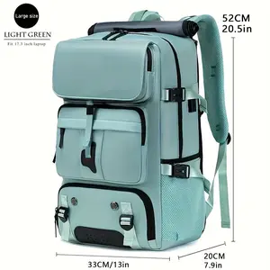 Large Travel Backpack with Shoe Compartment Waterproof Laptop Backpack for Men Women Spacious College Business Bag Fits 15.6" Laptop Durable School Bag for Travel Holiday Gifts Easter Work Gym Light Green 52CM 20.5in