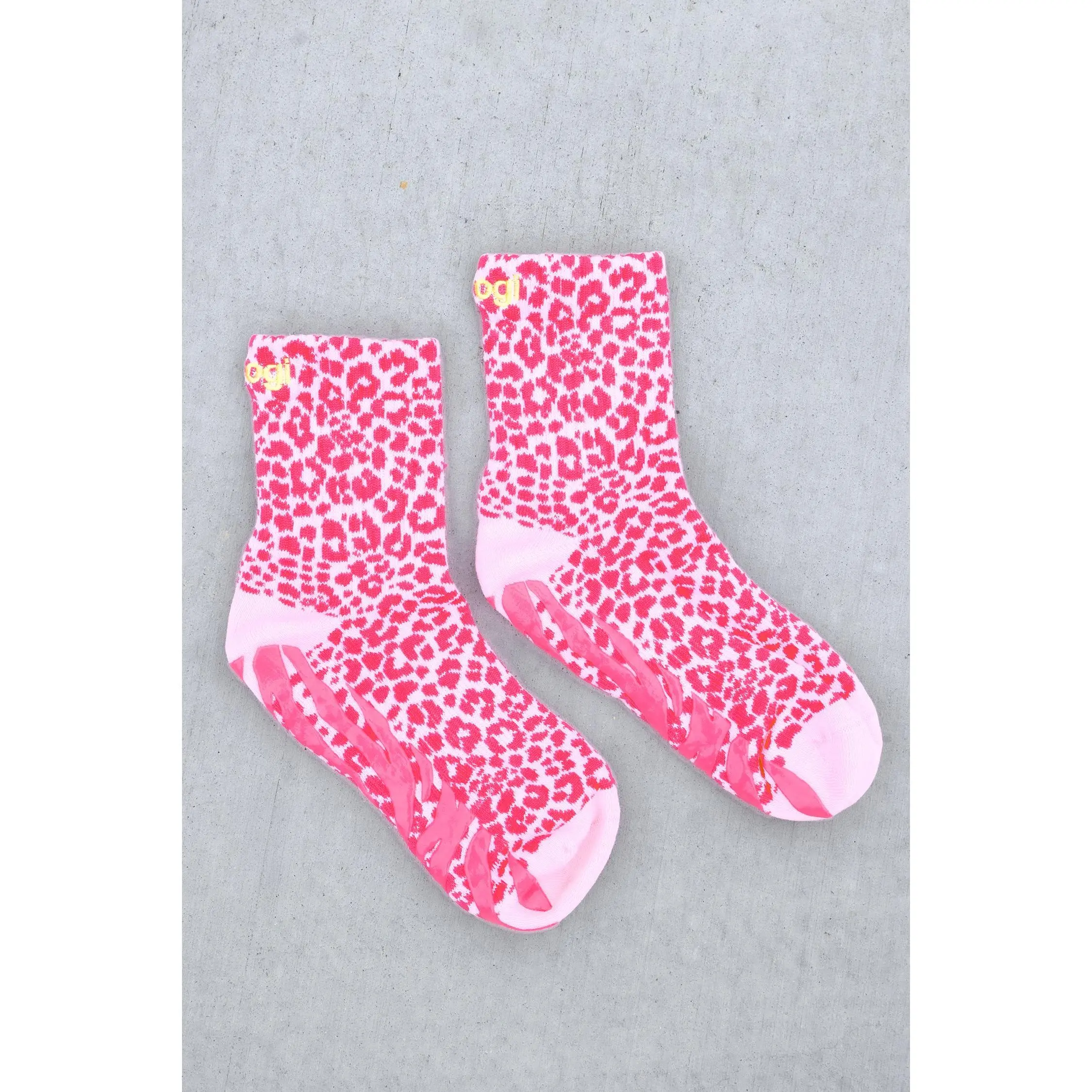 Cheetah Grip Socks - Pink S/M
