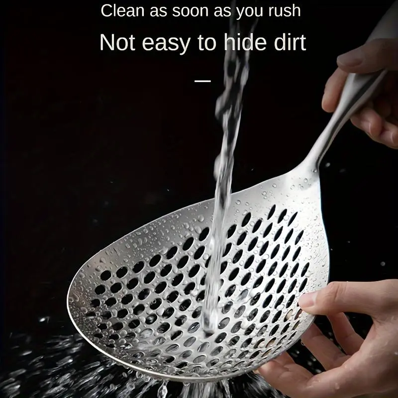 1pc Large Stainless Steel Colander Skimmer - Durable Kitchen Strainer, Easy Draining, Heat Resistant, Dishwasher Safe - Ideal for Frying, Hot Pot - Suitable for Home Use