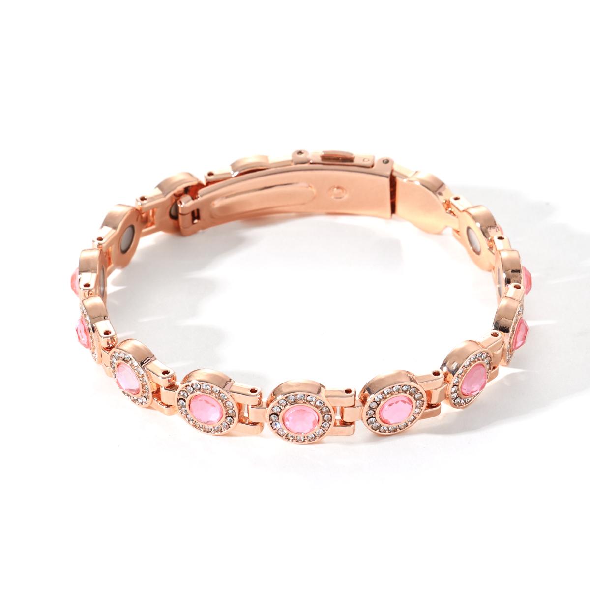 Ladies' alloy diamond-encrusted round magnetic bracelet 3500 Gauss strong magnetic birthday and Christmas gift，Valentine's Day gift, Christmas gift