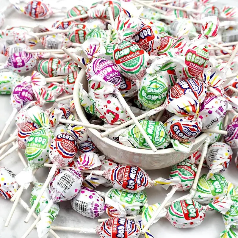 Charms Blow Pops Assorted Fruit Flavored Bubble Gum Filled Lollipops Individually Wrapped Bulk Hard Candy for Parties Events or Everyday Snacking