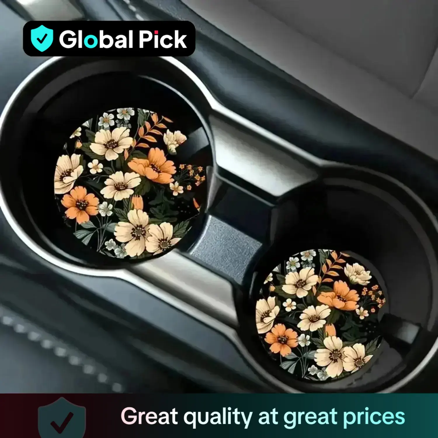 Flower Pattern Car Cup Holder Coaster, Round Anti-slip Car Cup Holder Pad, Car Interior Decoration Accessories for Women & Men, Car Stuff, Car Desktop