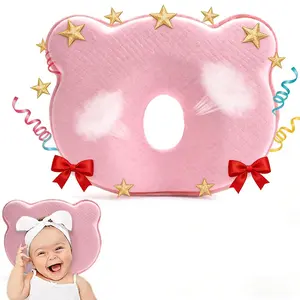 Unisex Genuine Silicone Baby Nap Pillow - Soft, Breathable Memory Sponge for Flat Head Correction, Side Sleeping Prevention - Machine-Washable Head & Neck Support, Pillows for Sleeping for Travel#Summervibes